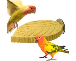 Zitstok Vogelkooi - Vogel Speelparadijs - Verzorging Vogel - Harsen Plantvormig - 16 x 12 x 4 cm - Geel