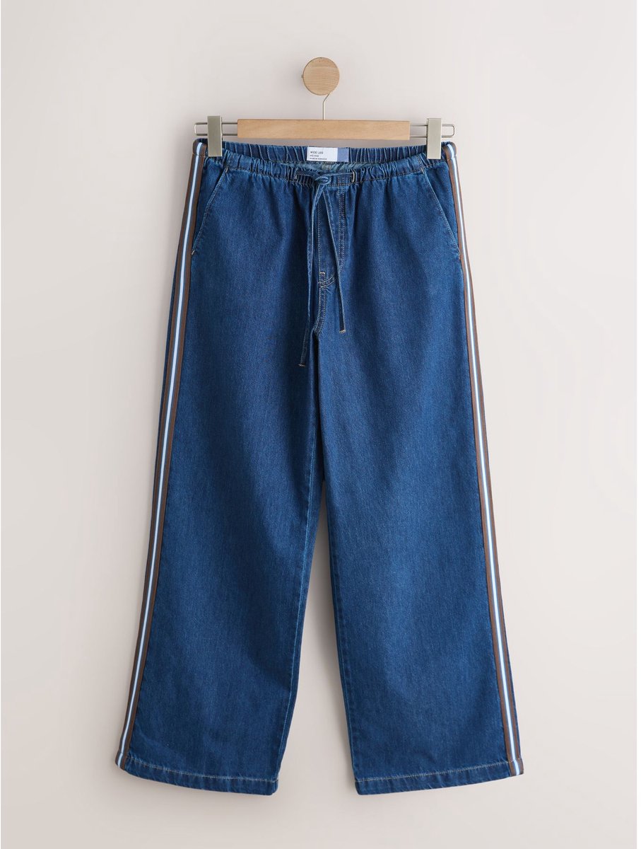 Next - Dames - Denim joggingbroek met zijstreep - Blauw