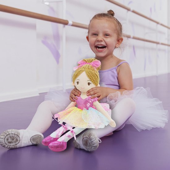 Zachte Ballerina Pop - Pluche pop Danseres pop - Cadeau geven - Geborduurd gezicht - 40 cm - Roze outfit — afbeelding 3
