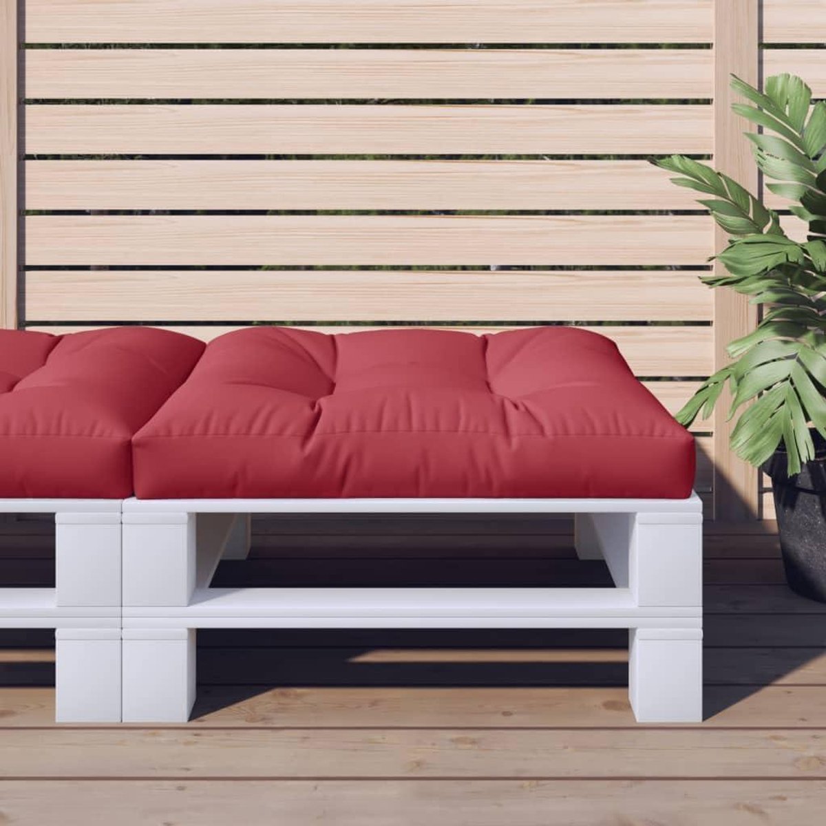 Palletkussen - Bankkussen Tuinmeubel - Terras Ontspannen - Waterafstotend Polyester - 70 x 70 x 12 cm - Wijnrood