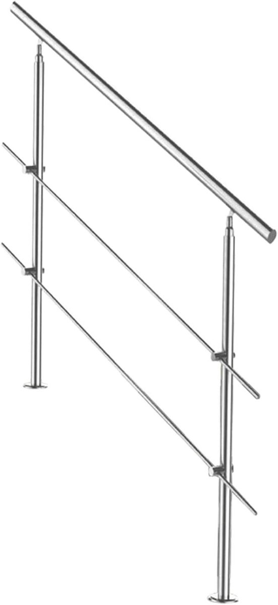 Roestvrijstalen Leuning - Trapleuning Reling - Veilige Trap Op - Instelbare Hoek - 80 cm - Zilver