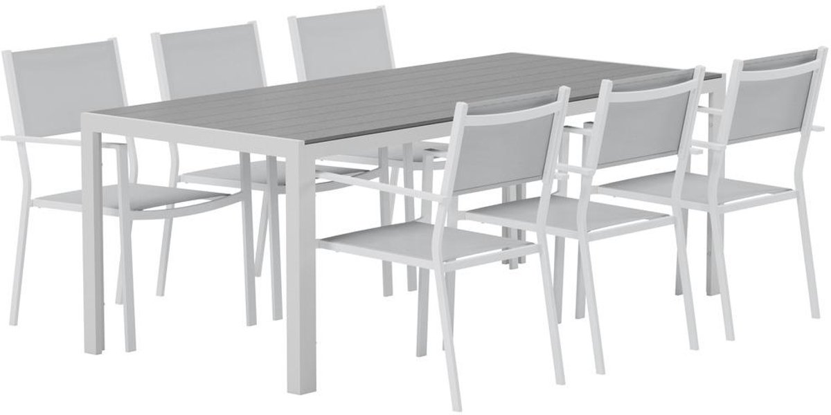 Svea - Reginald rechthoekige tuintafel - grijs + 6x Jami tuinstoelen - grijs