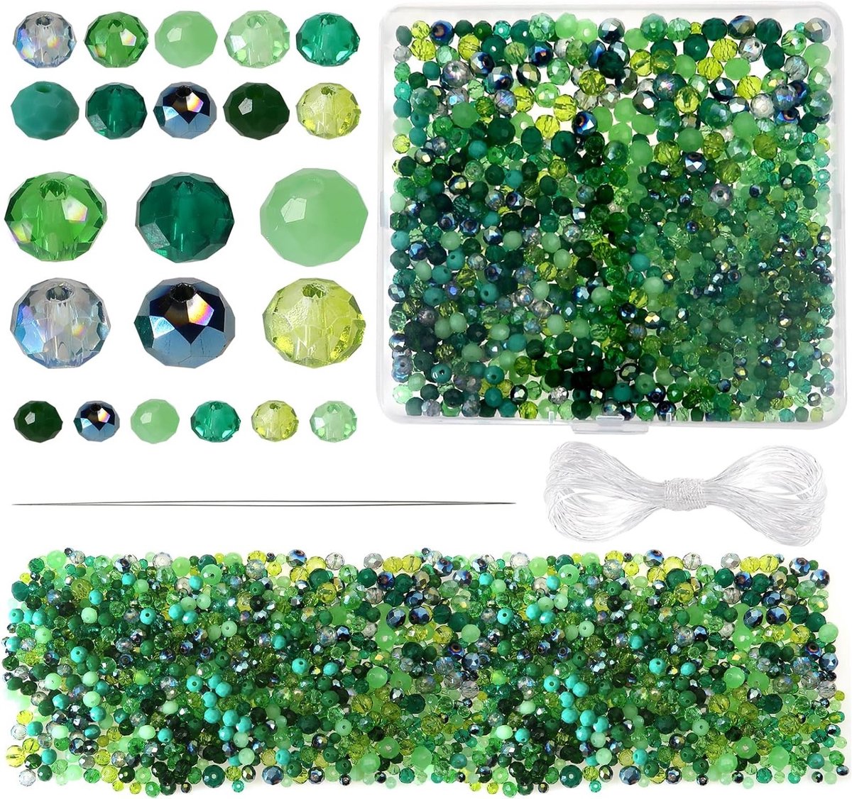 1000 Stuks Glazen Kralen 4mm 6mm 8mm Groene Ronde Facet Kralen voor DIY Sieraden Maken Armbanden Kettingen en Handwerk