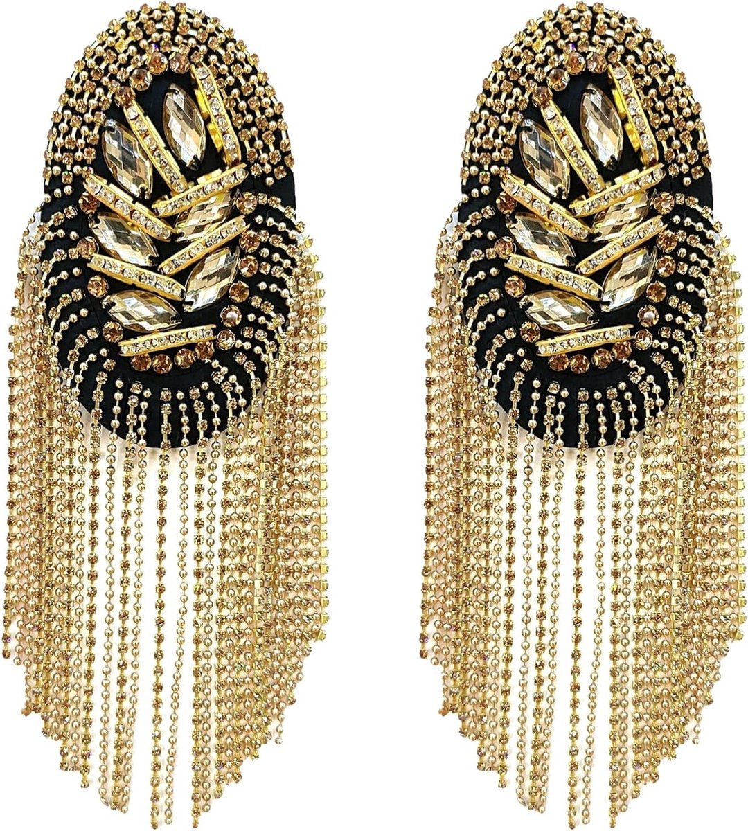 Punk Epaulettes Set van 2, Gouden Epaulettes met Franje voor Militairen, Theaters en Uniformen, Perfect voor Verkleedpartijen en Decoratie