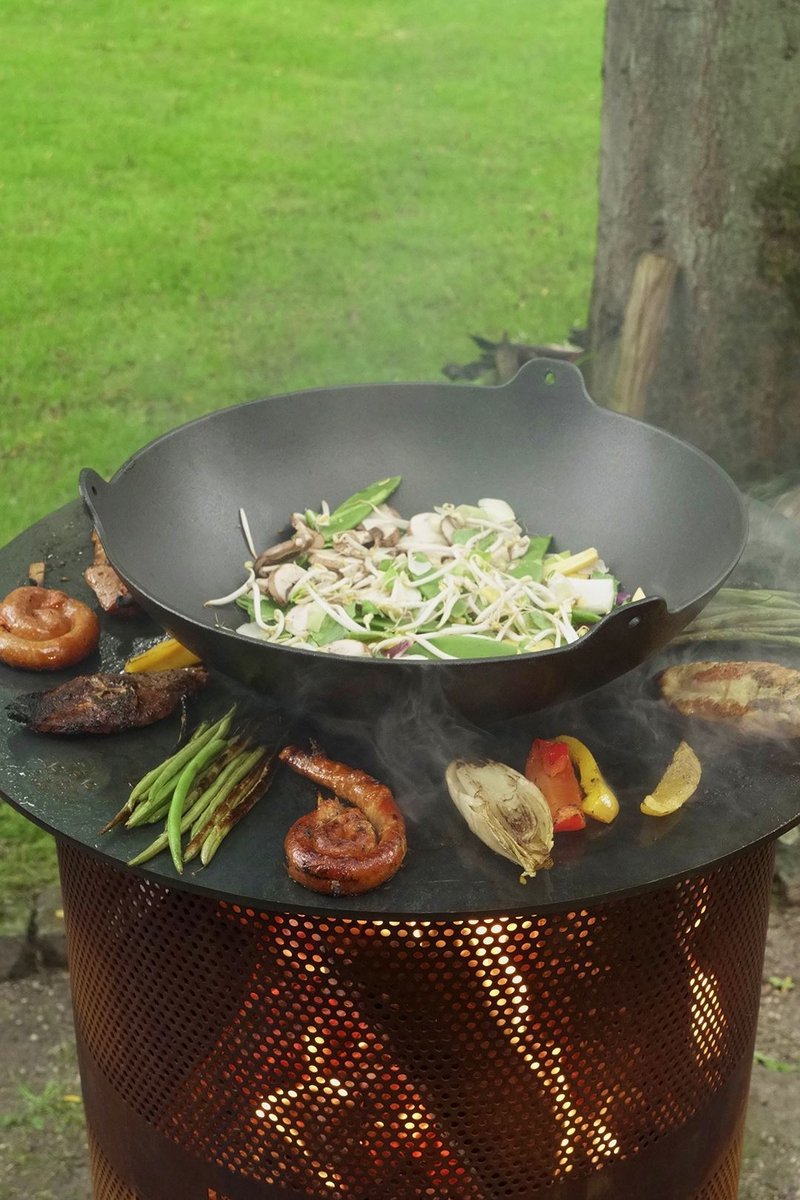 BonFeu BonVes Fire Basket 45 cm - With Grill Grate and Poker - Rust Brown