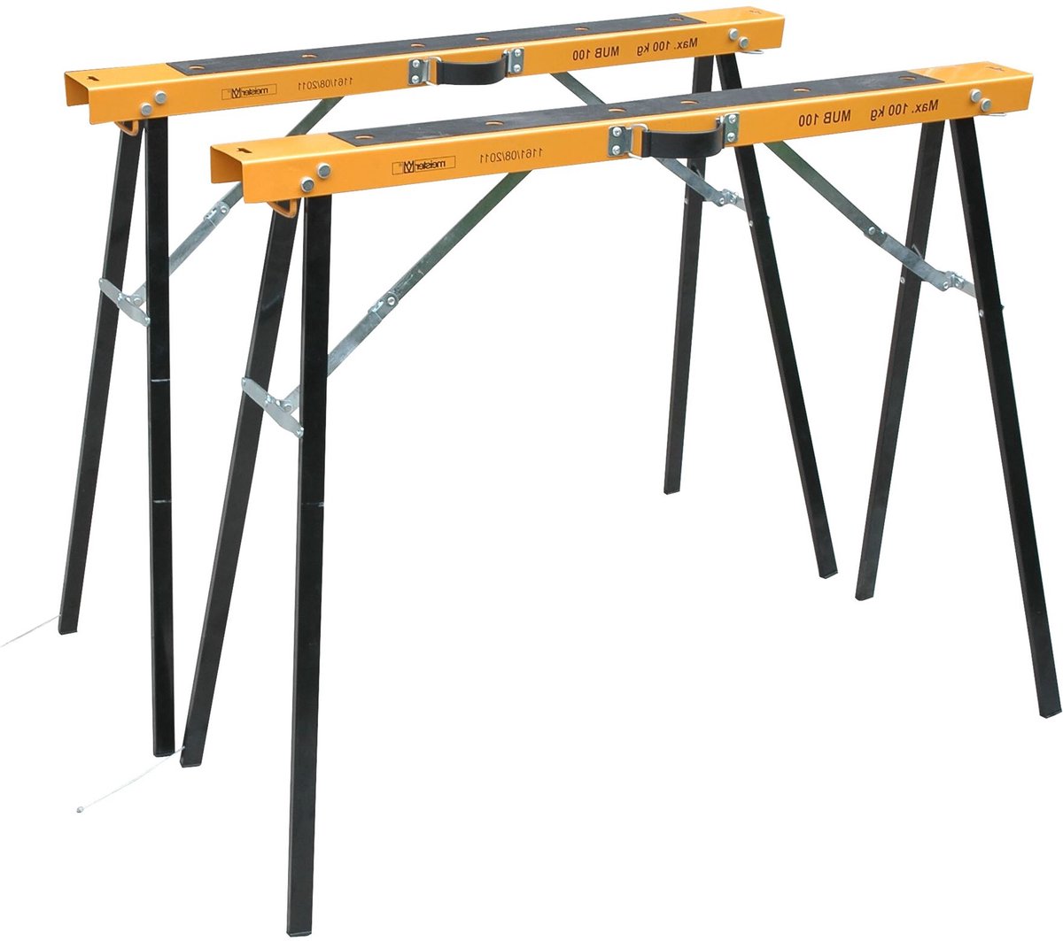 ECD Germany Set van 2 inklapbare schragen 100L x 50B x 77H cm, staal, draagvermogen 275 kg
