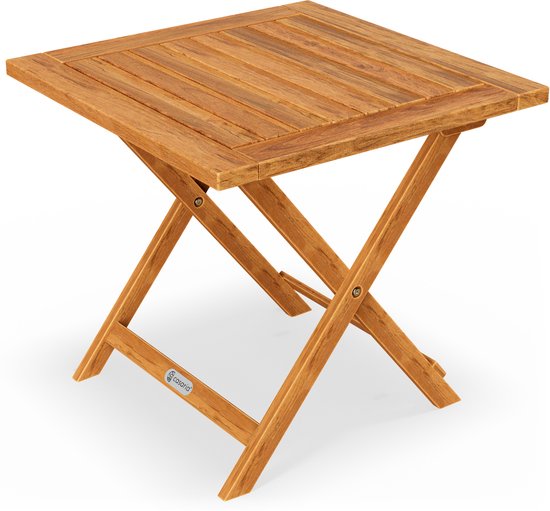 Casaria Bijzettafel - Acacia Hout 46x46x46cm Inklapbaar - Bruin