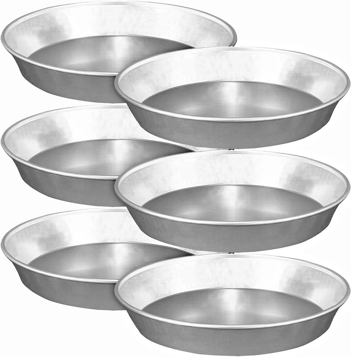 Set taartvormen - Bakblikken rond - Taarten bakken - 995% puur aluminium - 6 stuks 24 cm - Grijs