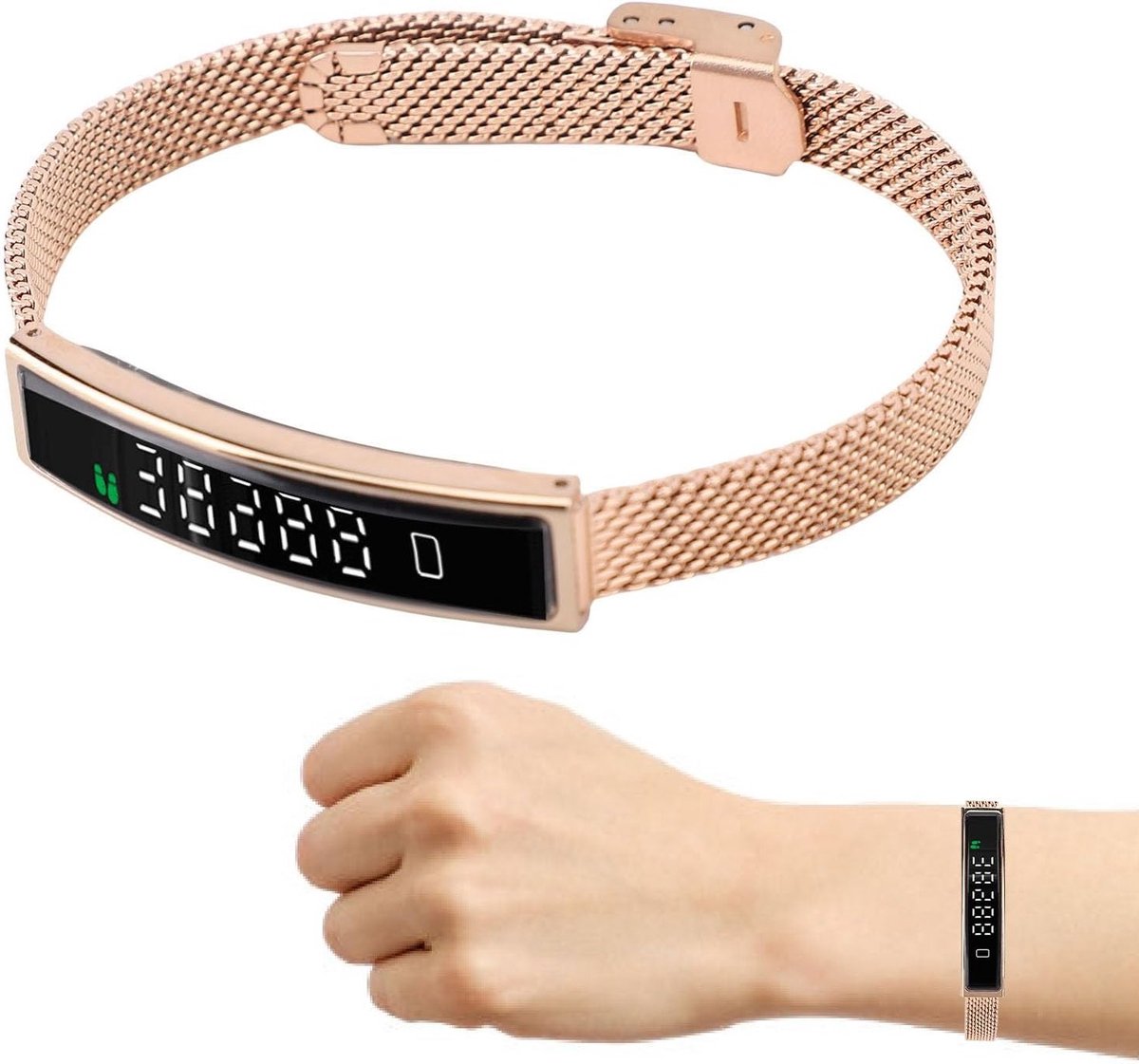 Fitness Tracker met Bluetooth 5.3, Slimme Armband voor Activiteitenregistratie, Stappen en Oefeningen, Ondersteunt Afstandsbediening voor Foto's (Goud)
