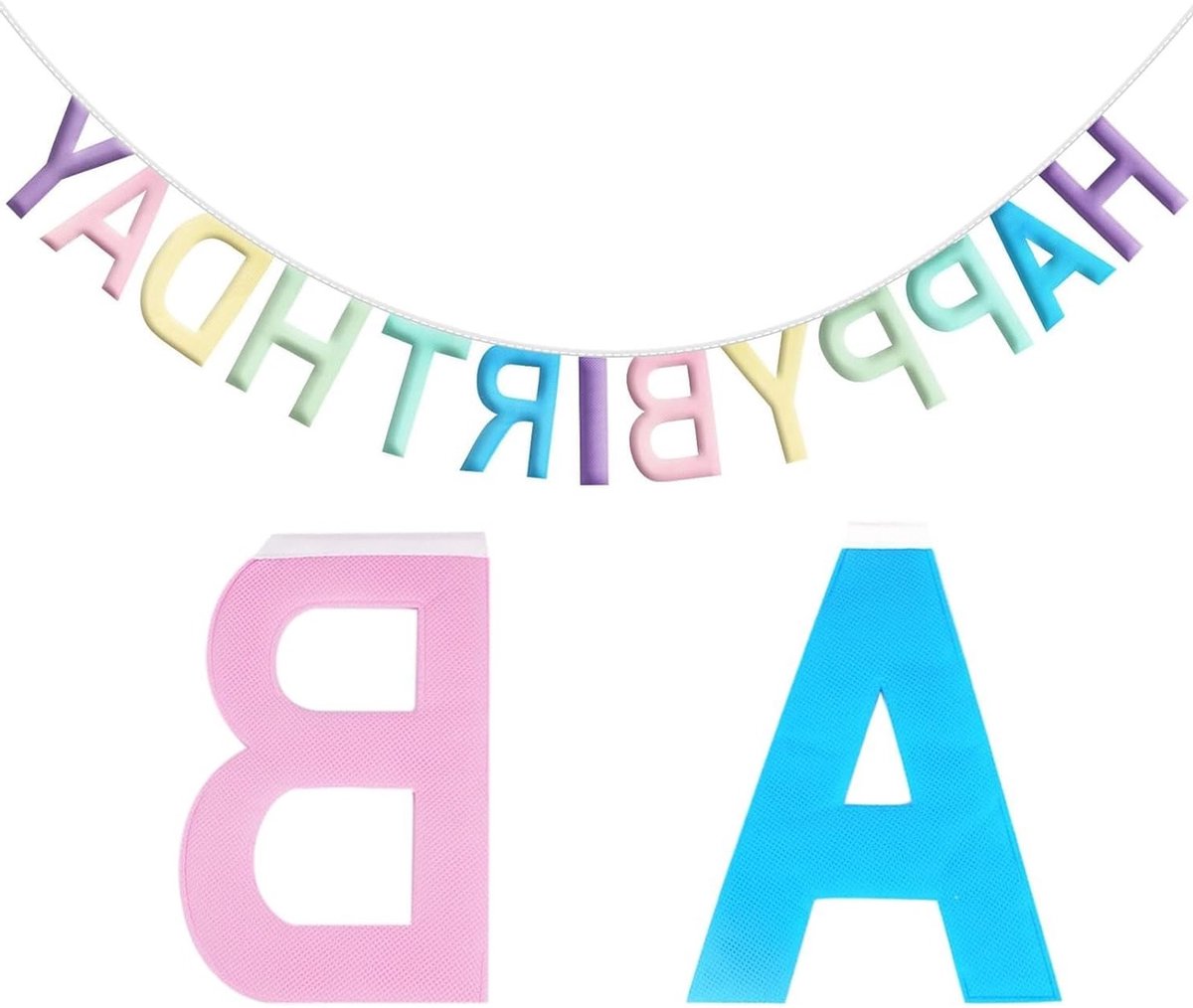 Gelukkige Verjaardag Banner met Macaron Design van Fleece en Katoen voor Feestdecoratie en Verjaardagsfeest