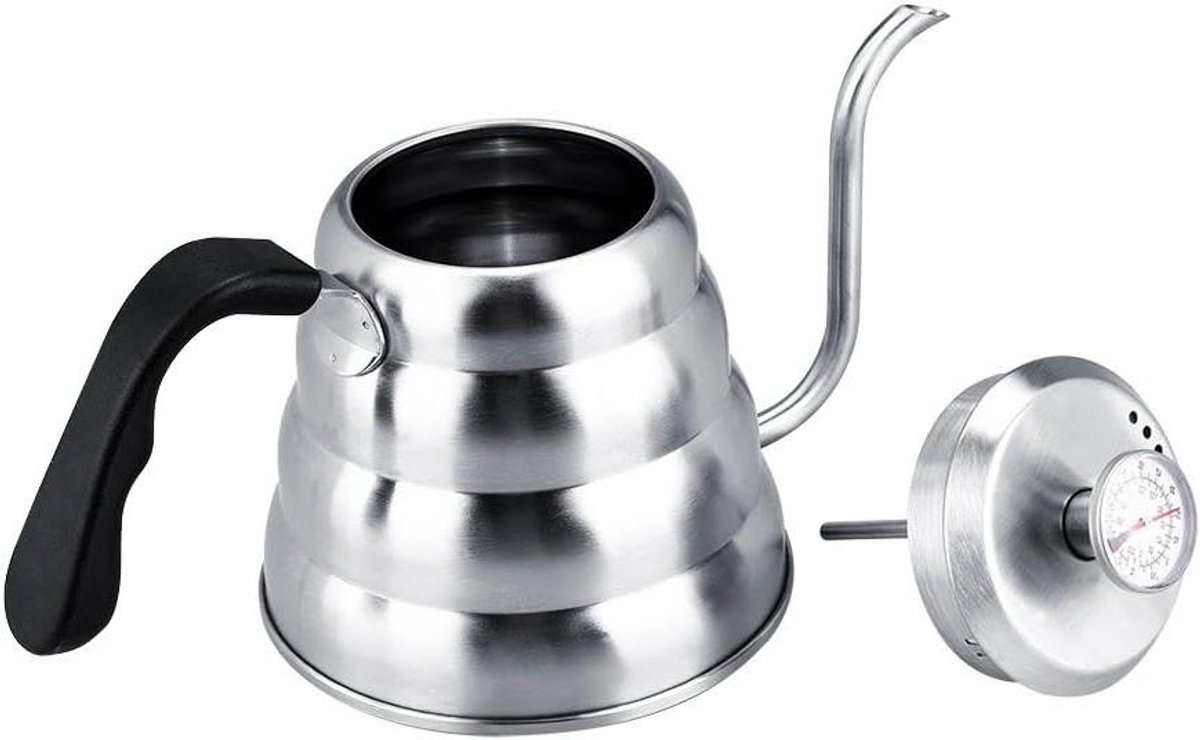 Zwanenhals Ketel - Theepot Koffieketel - Koffie Zetten - Met Geïntegreerde Thermometer - 1