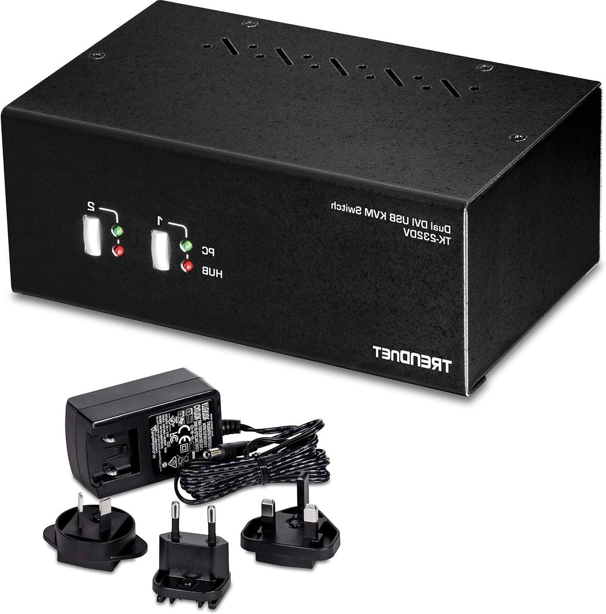 DVI KVM Switch - Dubbele Monitor Switch - Computer Beheer - Twee Computers - 2-Poorts - Zwart