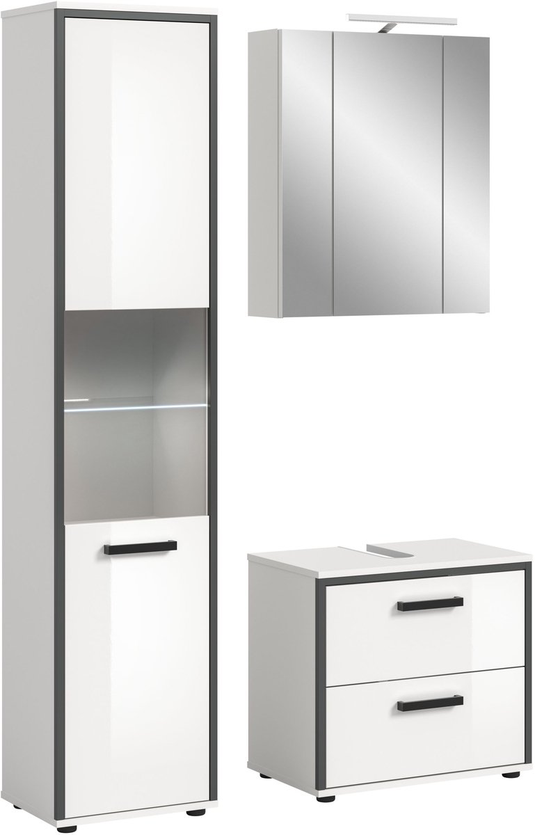 Kojak badkamer incl. verlichting 115cm wit, hoogglans wit.