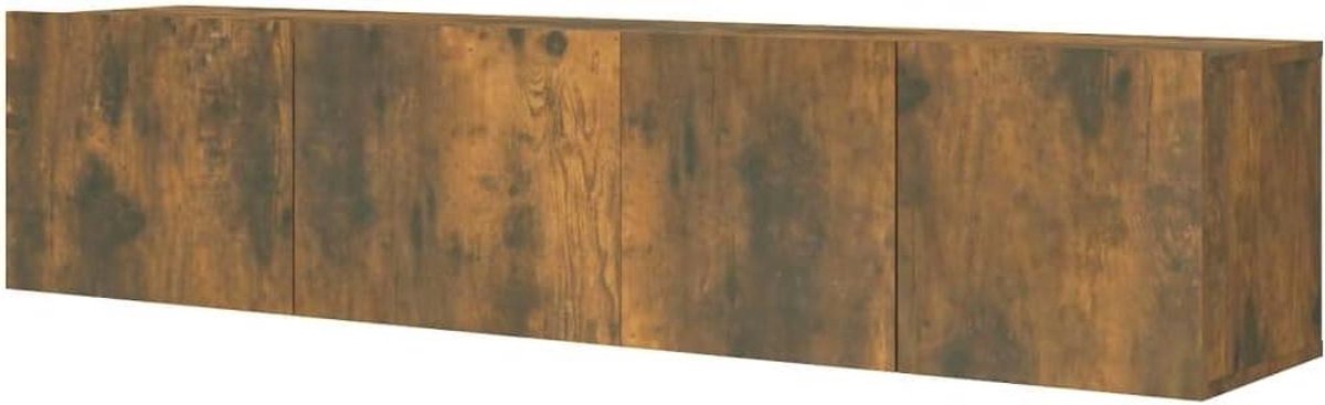 Tv-meubelset Hout - Televisiemeubel Kast - Opbergen Media - Bewerkt Hout Kwaliteit - 60/80 cm - Gerookt Eiken