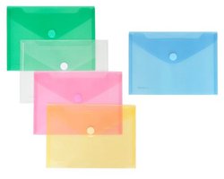 Enveloptas Foldersys A5 dwrs PP transp ass. kleuren 10 st Assorti Omslagen+VelcroA5