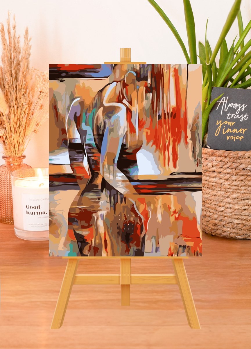 MET FRAME - Paint by numbers – schilderen op nummer – DIY decoratie – Abstract vrouwelijk silhouet – In Her Flow — afbeelding 3