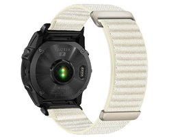 By Qubix - Geschikt voor Garmin bandje - 22mm Quickfit - Nylon Sport Loop bandje - Sterrenlicht - Geschikt voor Garmin Forerunner 745 / 935 / 945 / 955 / 965