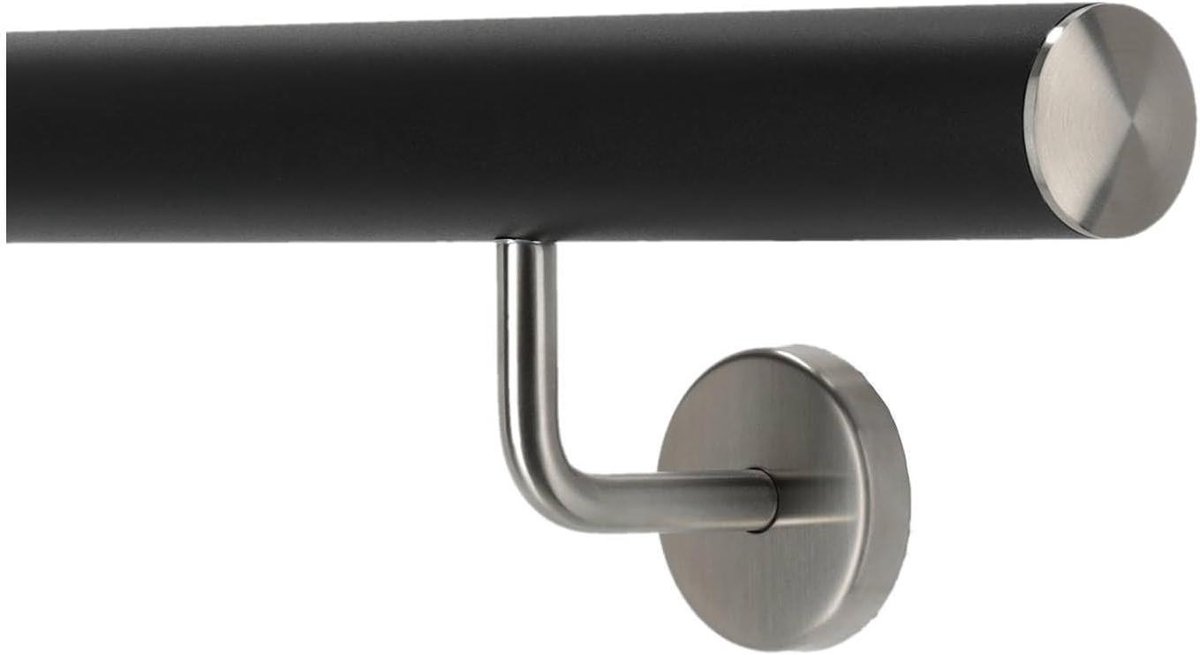 Trapleuning Binnen Buiten - Roestvrij Staal - Veilig Trap Lopen - Ononderbroken Lengte - 30-600 cm - Zwart