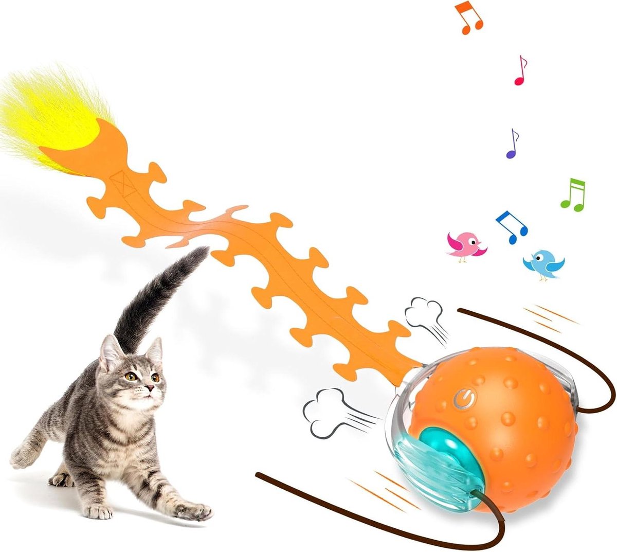 Interactief kattenspeelgoed - Katten bal - Actieve katten - Tjilpend geluid - Oplaadbaar - Oranje