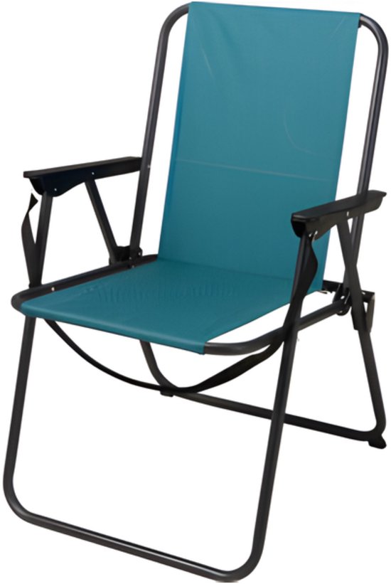 Redcliffs Klapstoel unica - 4x - turquoise - opvouwbaar - 75 x 38 cm - metaal/polyester - campingstoel / tuinstoel van Merkloos — afbeelding 2
