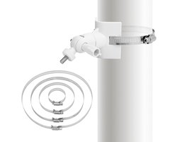 Universele metalen paalmontage met 4 lussen voor Ø50/100/150/200mm, geschikt voor beveiligingscamera's zoals Arlo, Wyze en Eufycam - Wit