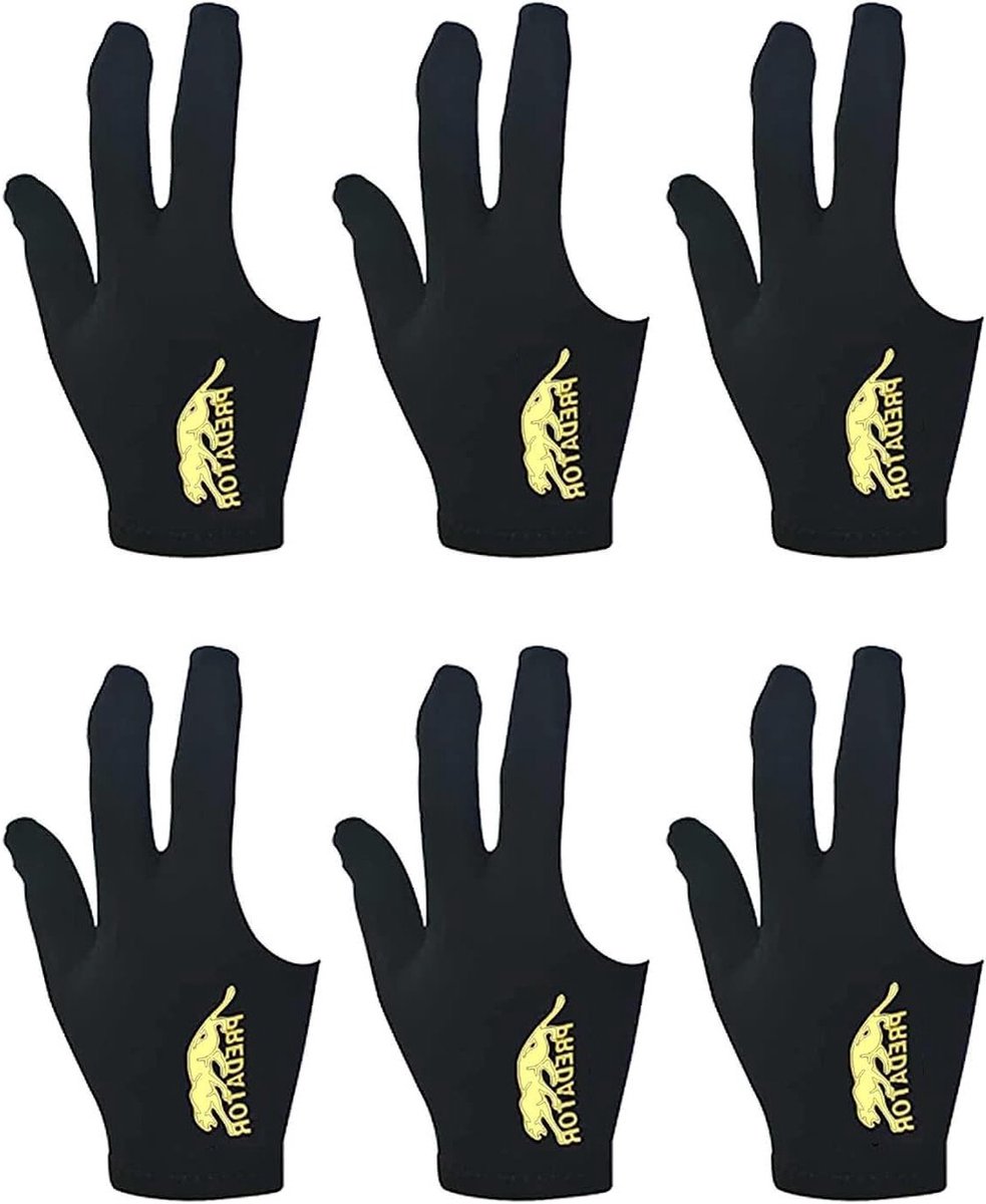 Billiard Handschoenen voor Mannen en Vrouwen - 6 Stuks, Ademend, Sneldrogend en Antislip, Perfect voor Pool en Biljart