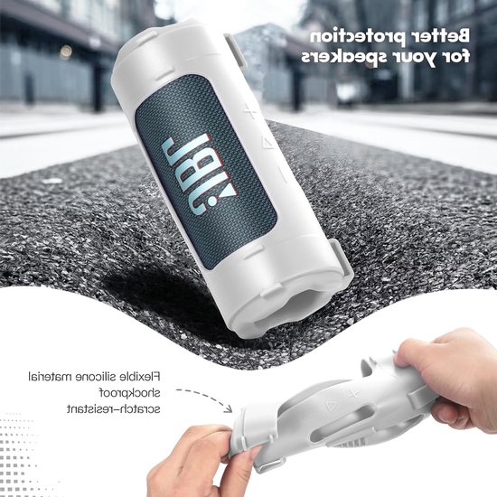 Zachte silicone hoes voor JBL Flip 7 draagbare luidspreker met schouderriem en fietsbevestiging - Bescherming, duurzaamheid en stijl (Grijs) — afbeelding 5