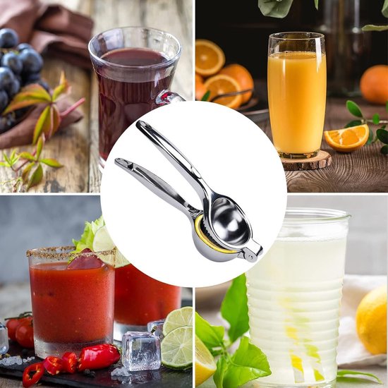 Citroenpers - Robuuste Kwaliteit Citroenpers RVS - Limoenpers - Handcitruspers - Citrusknijper - Handmatige Citroenpers - Handpers - Fruitpers - Lemon Squeeze - Sinaasappelpers - Zilver van Merkloos — afbeelding 4