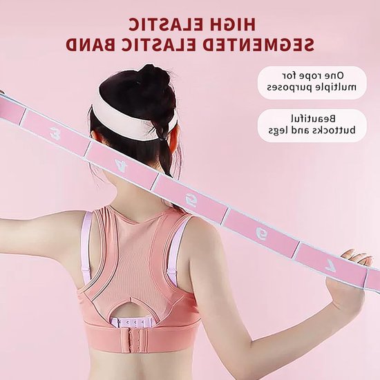 Verstelbare Yoga Strap en Fitness Bands met 8 Ringen voor Effectieve Training en Pilates Oefeningen (Roze) — afbeelding 5