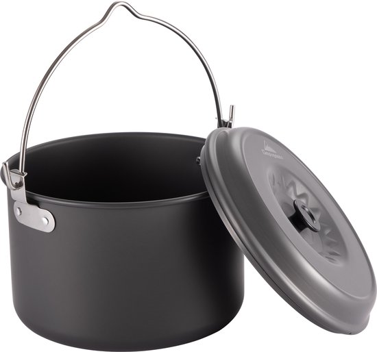 Camping Hangpot 4L Aluminium – Lichtgewicht Kookpot Pan met Deksel & Ophanghandvat – Voor Kampvuur (4–6 Personen) — afbeelding 4