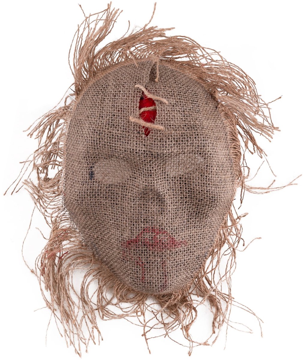 Masker doodskop met jute - Bruin - N.v.t.