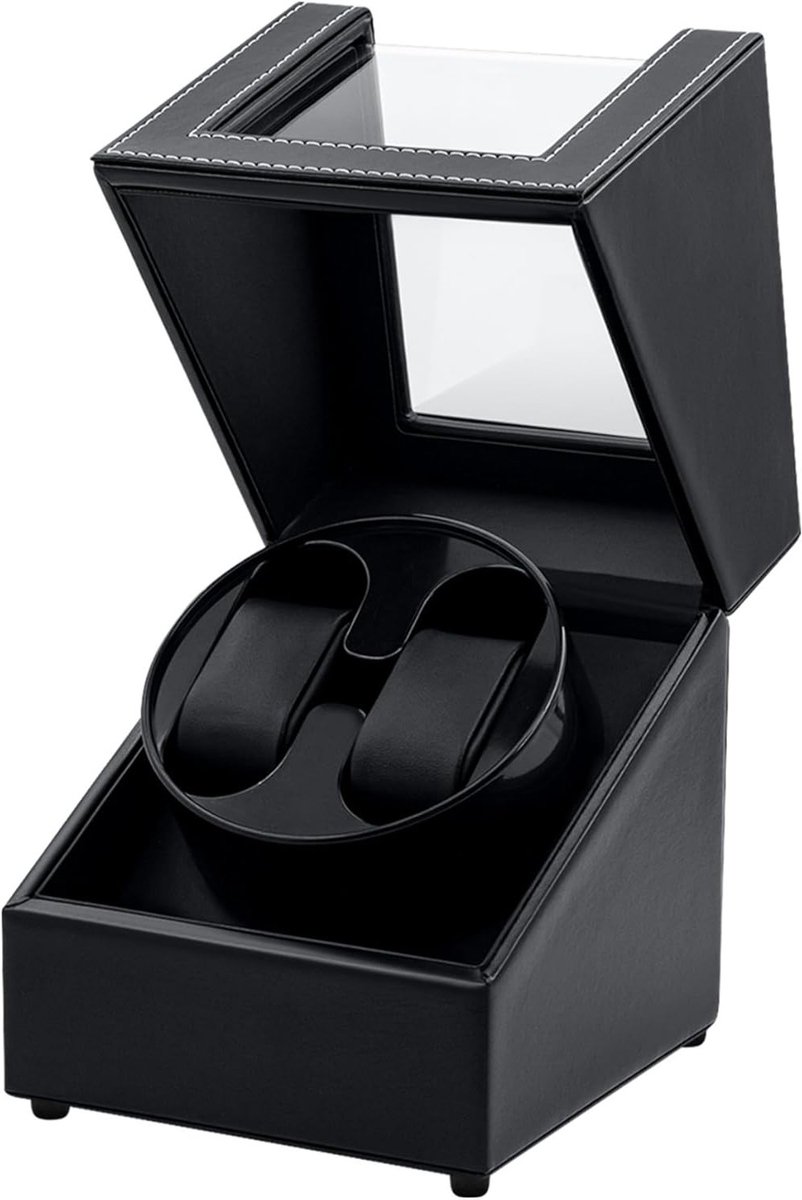 Automatische horloge winder voor 2 horloges, luxe acryl leren display case met stille rotatie