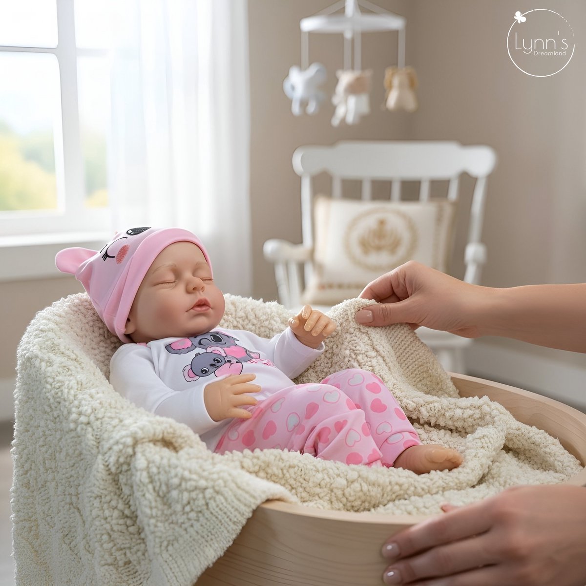 Reborn Baby Pop 'Mae' - 50 cm - Slapend meisje - Soft Vinyl - Met outfit en accessoires - In geschenkdoos — afbeelding 8