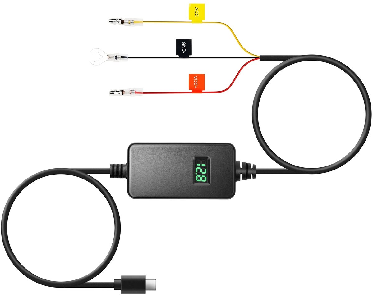 70mai UP06 - Hardwire Kit Dashcam - 24/7 Parkeermodus Voeding - Accubescherming met Instelbare Voltage Cut-Off - Aansluiting via Zekeringkast - USB-C Dashcam Kabel - Geschikt voor 70mai Dashcams