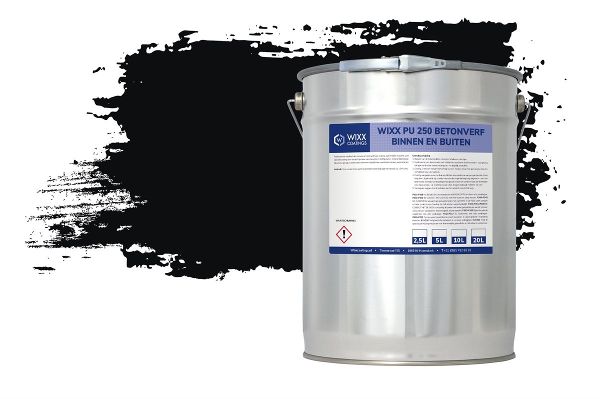 Wixx PU 250 Betonverf Buiten en Binnen - 5L - RAL 9005 | Gitzwart