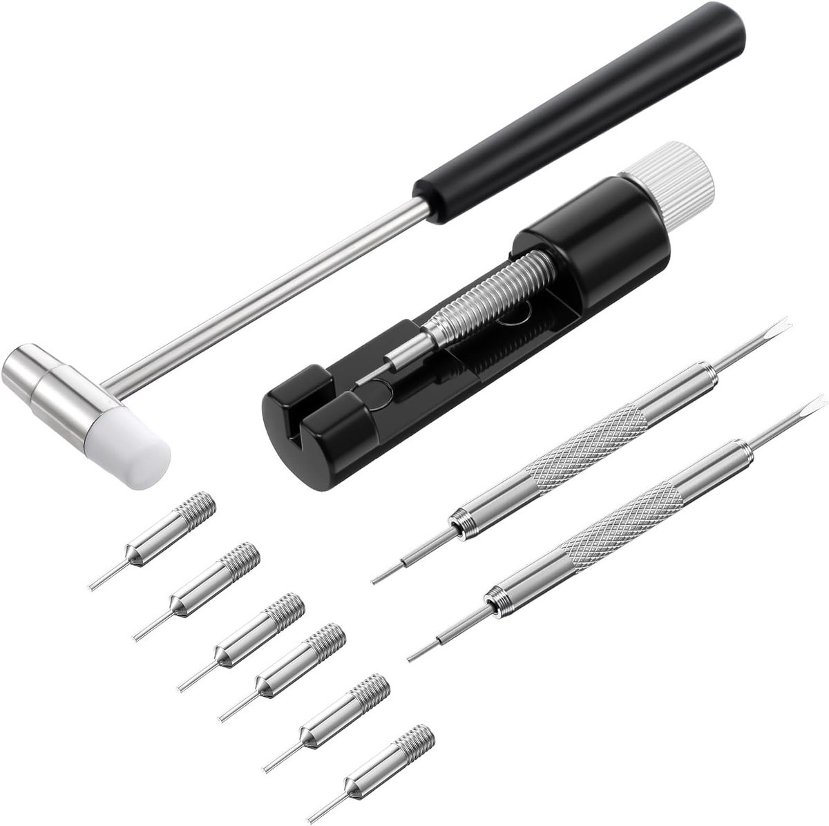 Hulpmiddelen voor Horlogemakers met 5 Extra Pennen, Horlogeband Gereedschap en Veerpen Tool voor Reparatie en Verkorting van Horloges en Armbanden