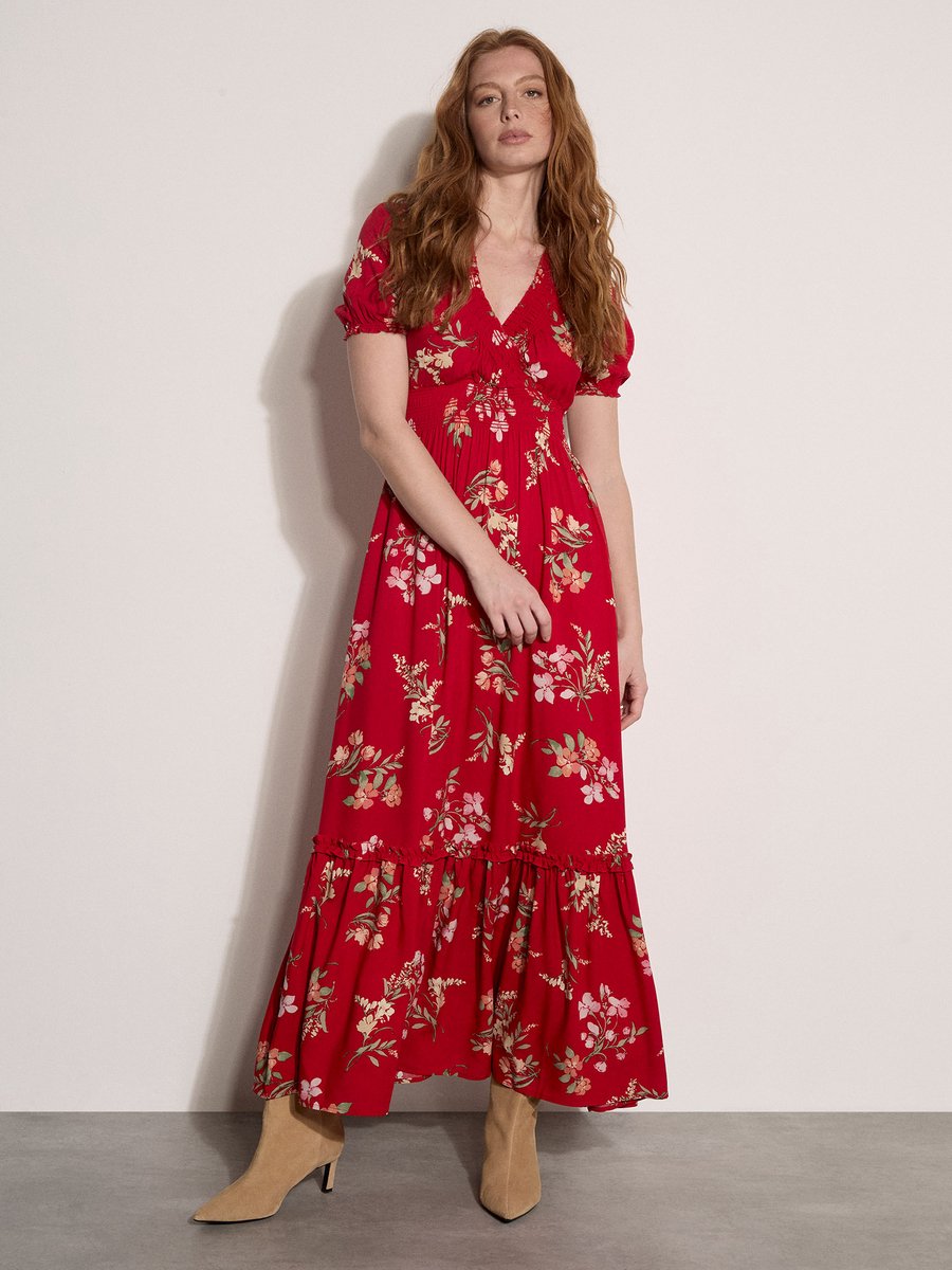 Maxi-jurk met bloemenprint in aquarelstijl
