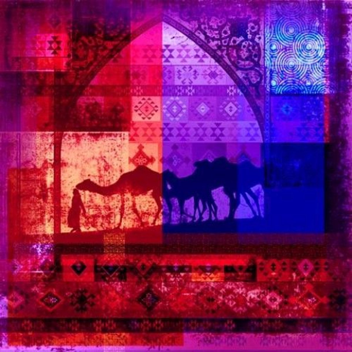 Safaary - Arabisch schilderij Camels Rood