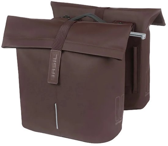 Sacoche double pour vélo Basil City MIK, 28-32L, marron rôti