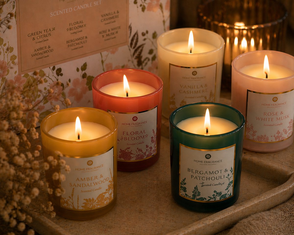 Luxe Geurkaarsen Set van 6 – Cadeauverpakking – Geurkaarsen in Gekleurd Glas – Aromatherapie Kaarsen – Sfeerkaars Cadeauset voor Ontspanning & Interieur — cadeau in Wonen & Interieur - foto 2