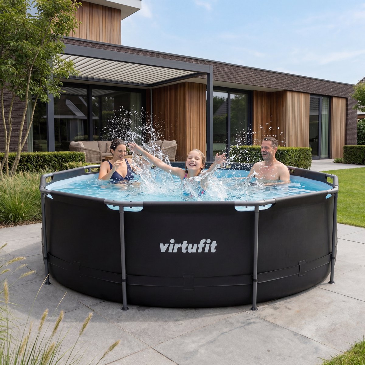 VirtuFit Rond Zwembad Ø366 x 100 cm - Opzetzwembad - Duurzaam & Veilig Stalen Frame - Antraciet — afbeelding 6