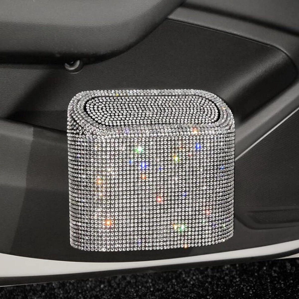Autosticker Afvalbak - Vuilnisbak Auto - Auto Netjes Houden - Waterdicht en Wasbaar - 16x6.4x14cm - Zilver