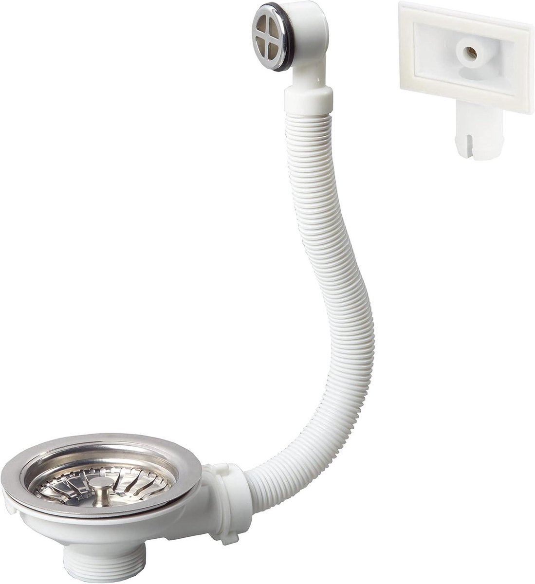 Hoekmand met Overloop - Afvoer Zonder Overloop - Keuken Afvoer - Eenvoudige Installatie - 90 mm - Chroom