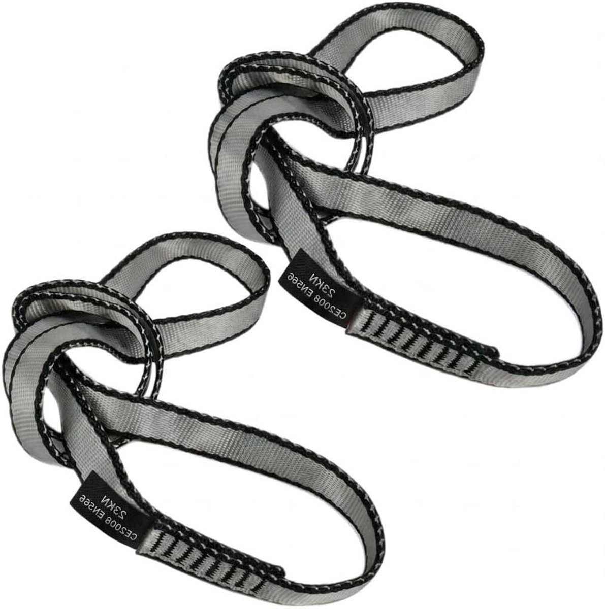 Klimlussen Set - Bandlussen Singels - Klimmen Bergbeklimmen - 22 kN Breukbelasting - 60 cm 120 cm - Grijs