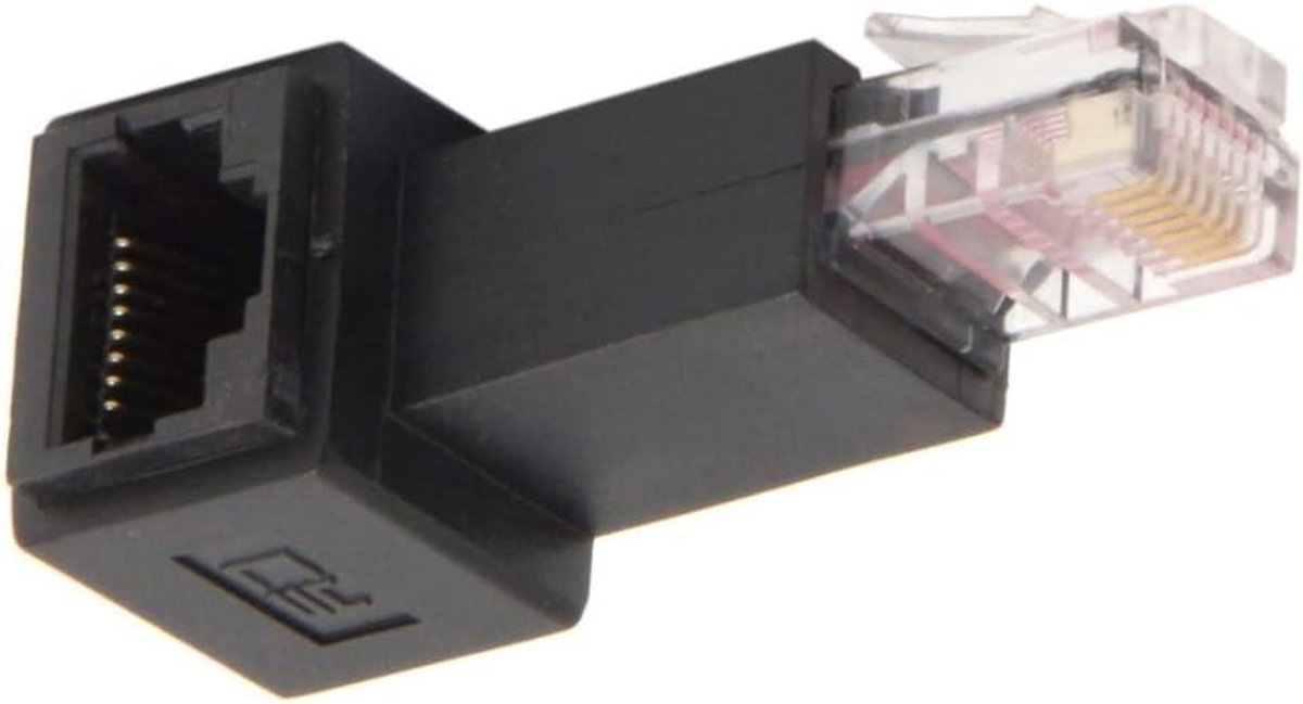 Ethernet Netwerk Adapter - Lan Kabel Verloop - Netwerk Uitbreiding - 90 Graden Hoek - 1 stuks - Zwart