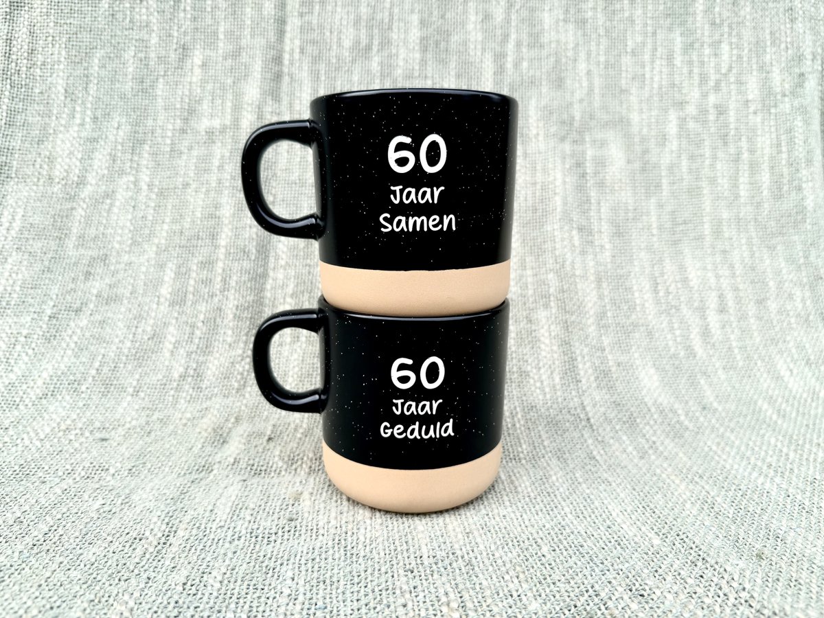Mokken set - 60 jaar getrouwd - Diamanten huwelijk - 60 jaar getrouwd versieringen - 60 jaar huwelijk - Diamanten huwelijk versiering - 60 jaar getrouwd cadeau - Trouwdag - Trouwdag cadeau - Huwelijkscadeau - Trouwdag jubileum - Jubileum huwelijk