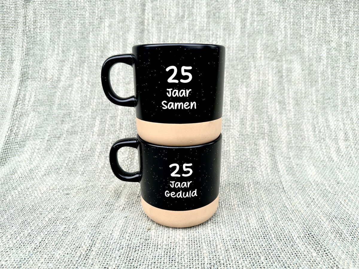 Mokken set - 25 jaar getrouwd - 25 jaar getrouwd versiering - 25 jaar getrouwd cadeau - 25 jaar huwelijk - Zilveren huwelijk - 25 jaar huwelijk cadeau - Trouwdag - Trouwdag cadeau - Huwelijkscadeau - Trouwdag jubileum - Jubileum huwelijk