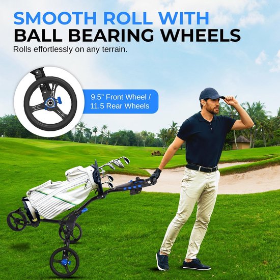 Golf Push Cart - Golfkar Trolley - Golfen Lopen - Lichtgewicht Opvouwbaar - 15 kg Draagvermogen - Zwart Rood van GOLF — afbeelding 5