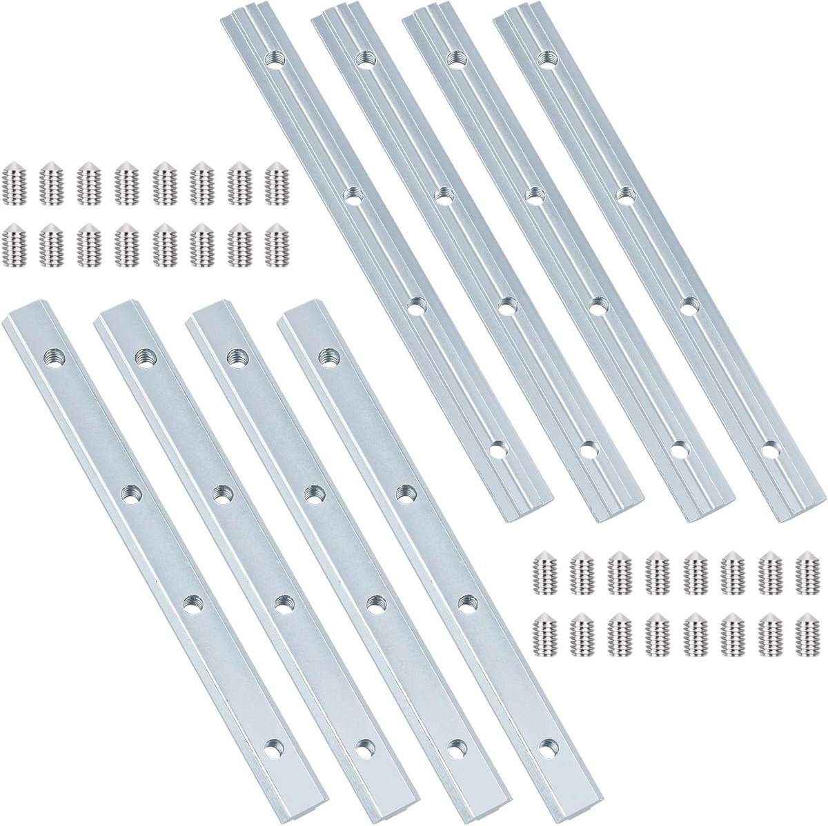 Aluminium Profielverbinders - Verbindingsstukken Groef 8 - Frame Constructies Bouwen - Roestbestendig Verzinkt Staal - 180 mm Lengte - Zilver