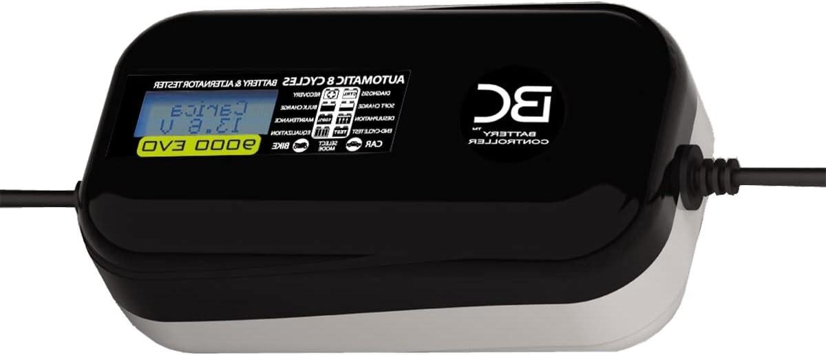 Acculader en Tester - Batterijlader Onderhoudsapparaat - Accu's Onderhouden en Laden - Automatisch 8-Staps Laadalgoritme - 9 Ampère - Zwart